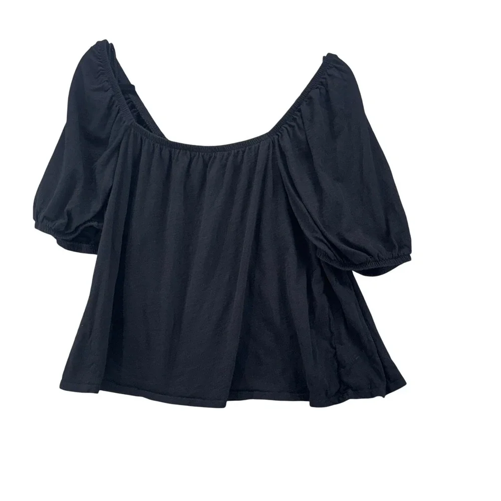 Old Navy Black Milkmaid Puff Sleeve Square Neck Blouse Top XL